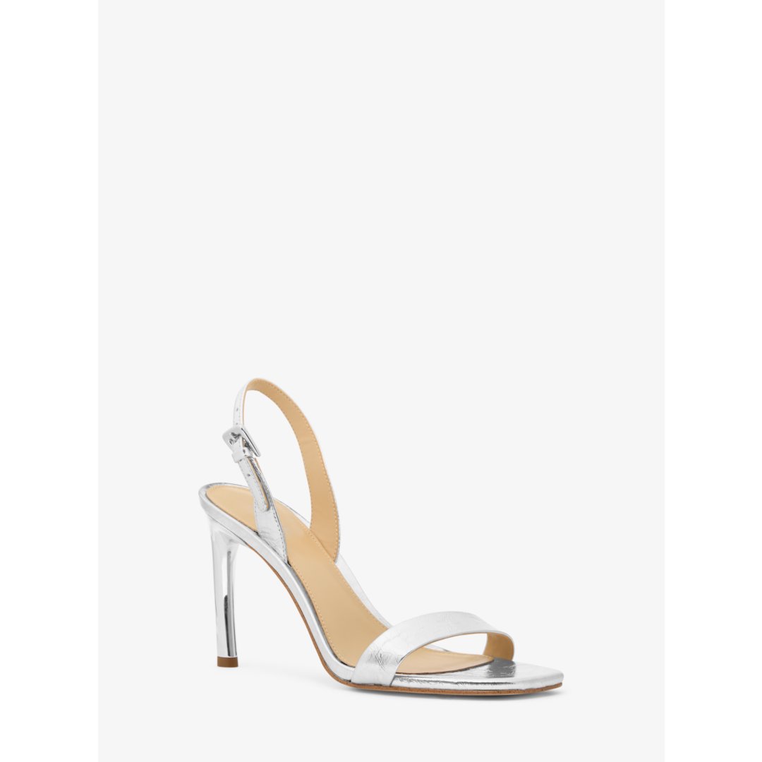 Michael Kors Kasia Crackled Metallic Leather Sandal