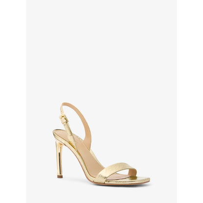 Michael Kors Kasia Crackled Metallic Leather Sandal