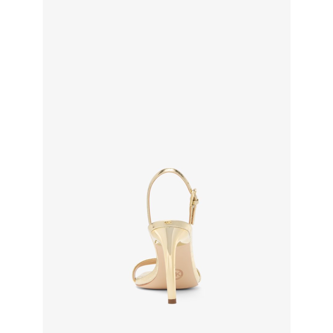 Michael Kors Kasia Crackled Metallic Leather Sandal