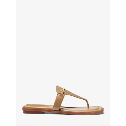 Michael Kors Lena Signature Logo and Leather T-Strap Sandal