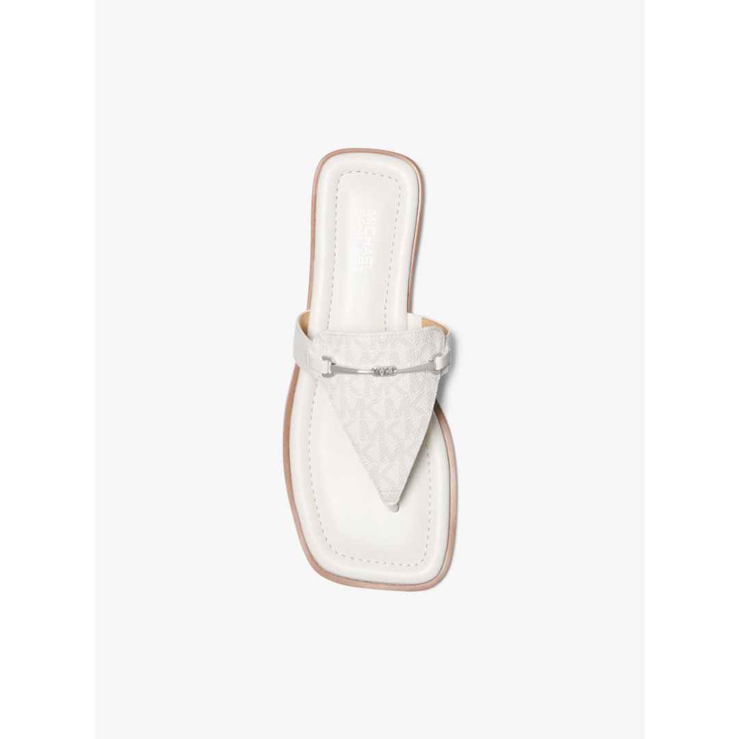 Michael Kors Lena Signature Logo and Leather T-Strap Sandal