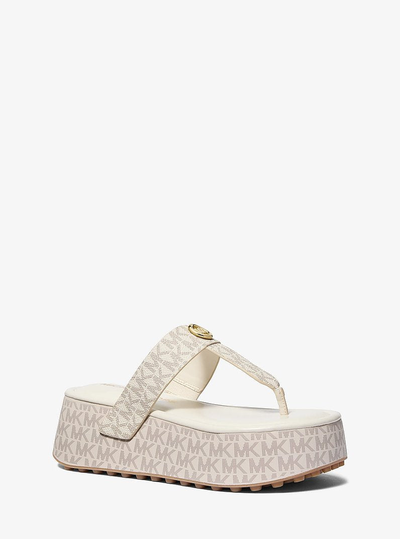 Michael Kors Koya Signature Logo Platform Flip Flop VANILLA