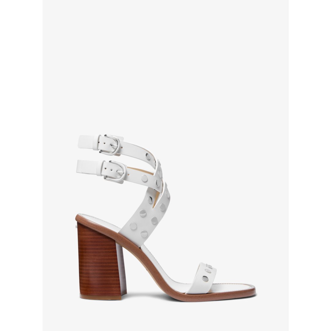 Michael Kors Irene Studded Leather Block Heel Sandal
