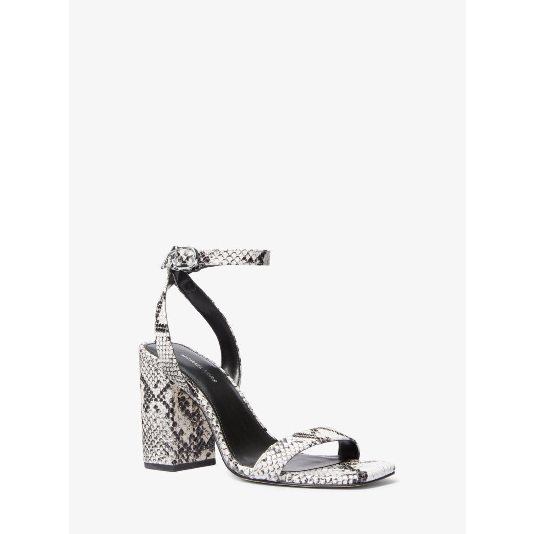Michael Kors Merriam Snake Embossed Leather Block Heel Sandal