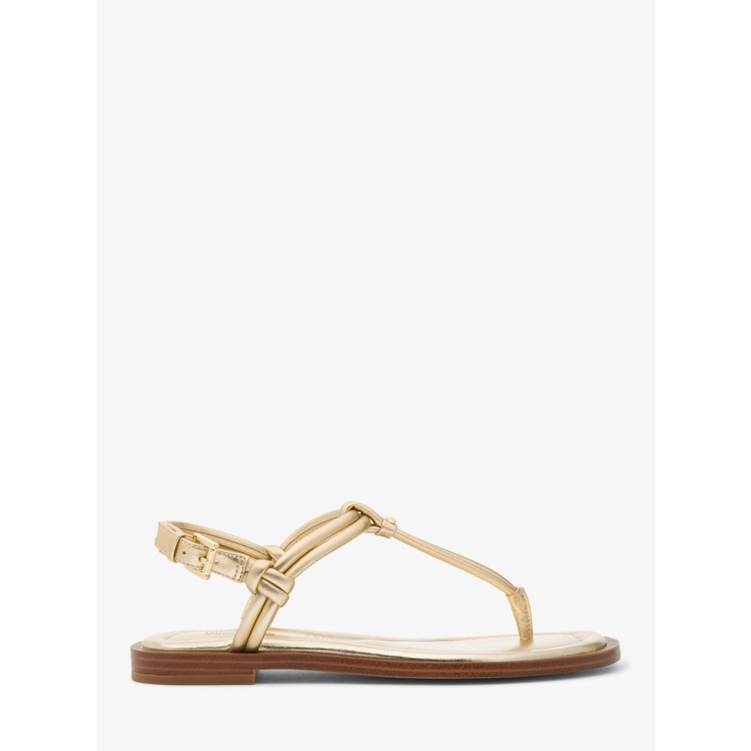 Michael Kors Astra Metallic Leather T-Strap Sandal