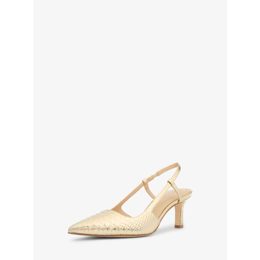 Michael Kors Alora Metallic Snake Embossed Leather Slingback Pump
