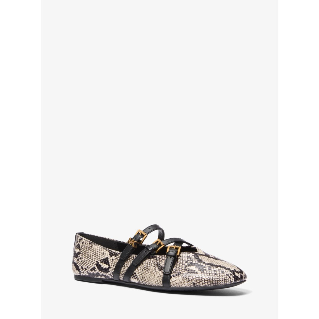 Michael Kors Indy Snake Embossed Leather Ballet Flat