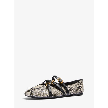 Michael Kors Indy Snake Embossed Leather Ballet Flat