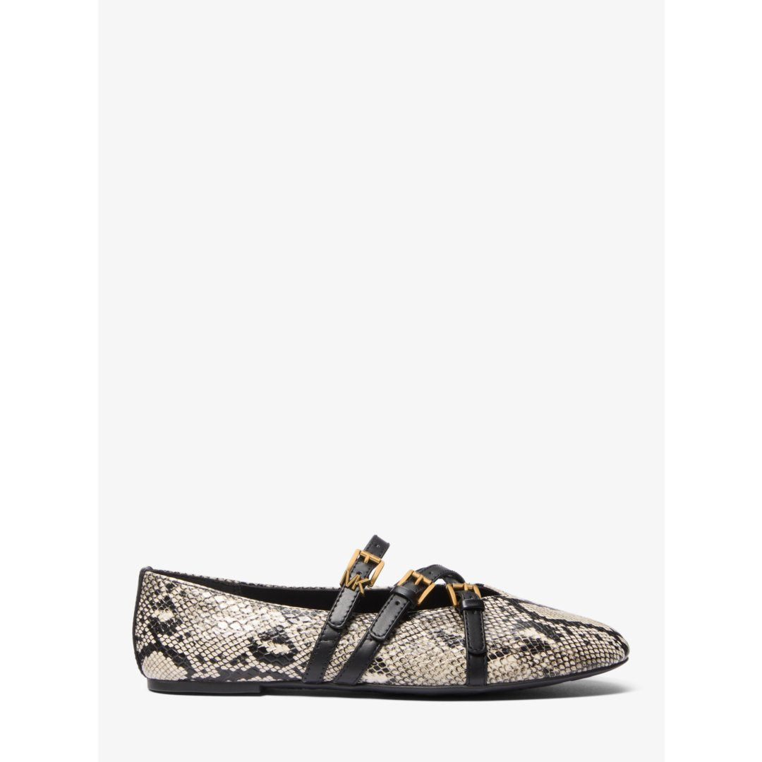 Michael Kors Indy Snake Embossed Leather Ballet Flat