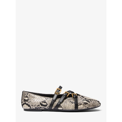 Michael Kors Indy Snake Embossed Leather Ballet Flat