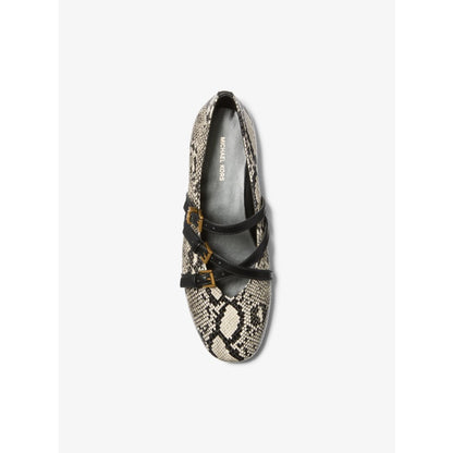 Michael Kors Indy Snake Embossed Leather Ballet Flat