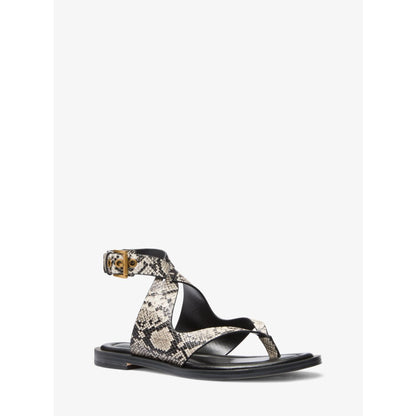 Michael Kors Irene Snake Embossed Leather Wrap Sandal