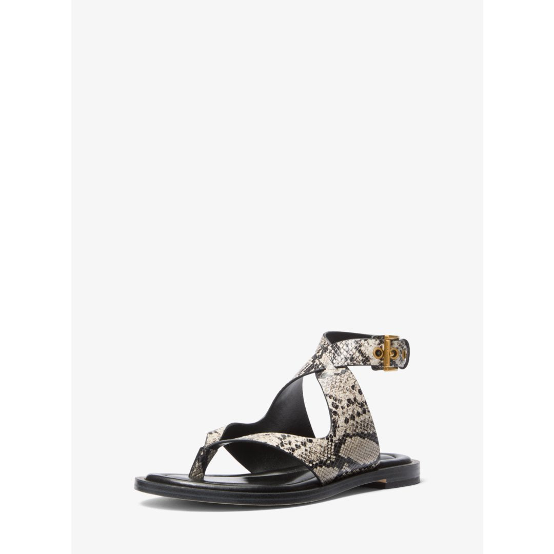 Michael Kors Irene Snake Embossed Leather Wrap Sandal