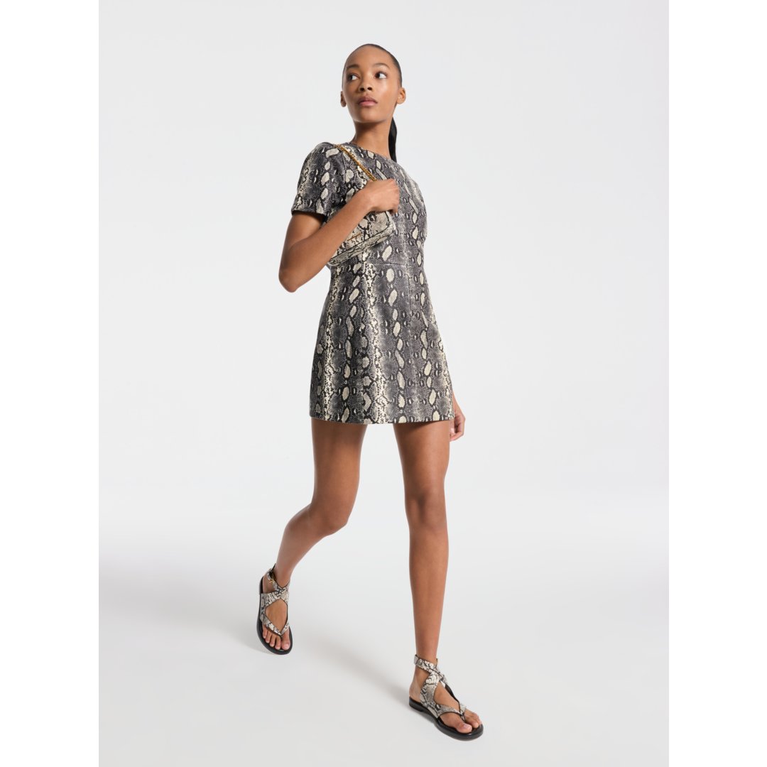 Michael Kors Irene Snake Embossed Leather Wrap Sandal