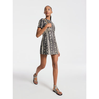 Michael Kors Irene Snake Embossed Leather Wrap Sandal