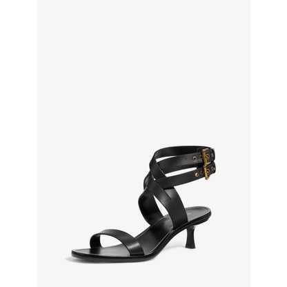 Michael Kors Irene Leather Kitten Heel Sandal