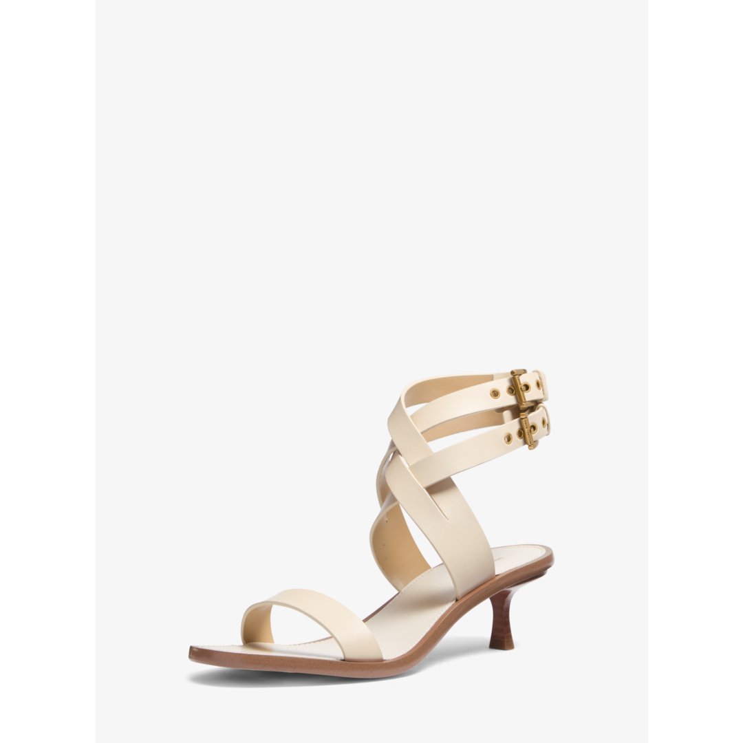 Michael Kors Irene Leather Kitten Heel Sandal