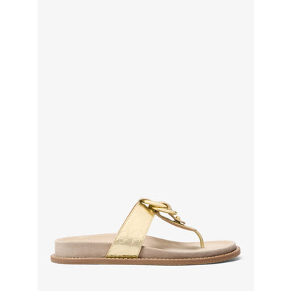 Michael Kors Jaden Crackled Metallic Leather Thong Sandal