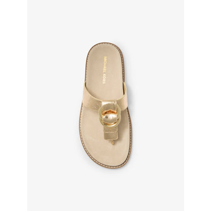Michael Kors Jaden Crackled Metallic Leather Thong Sandal