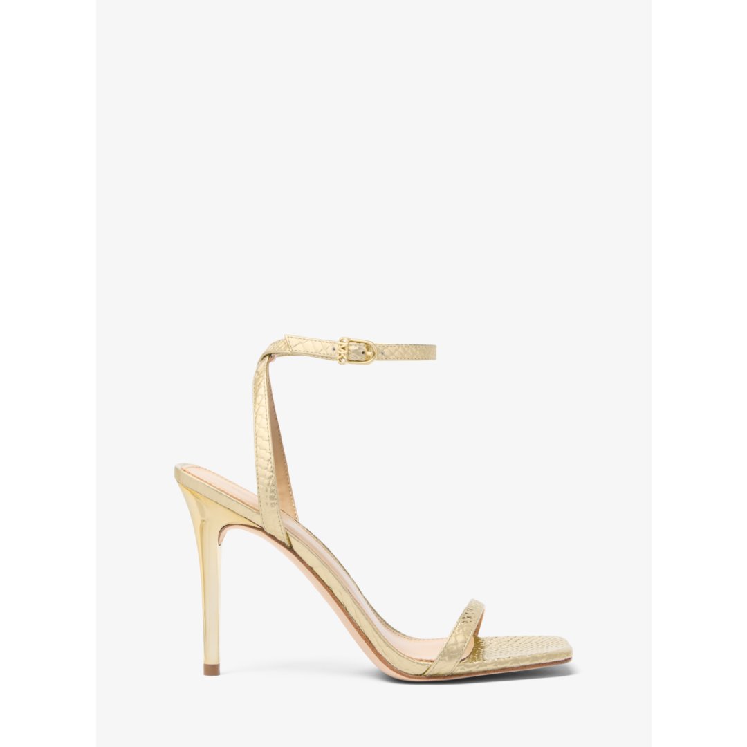 Michael Kors Liana Metallic Snake Embossed Leather Sandal