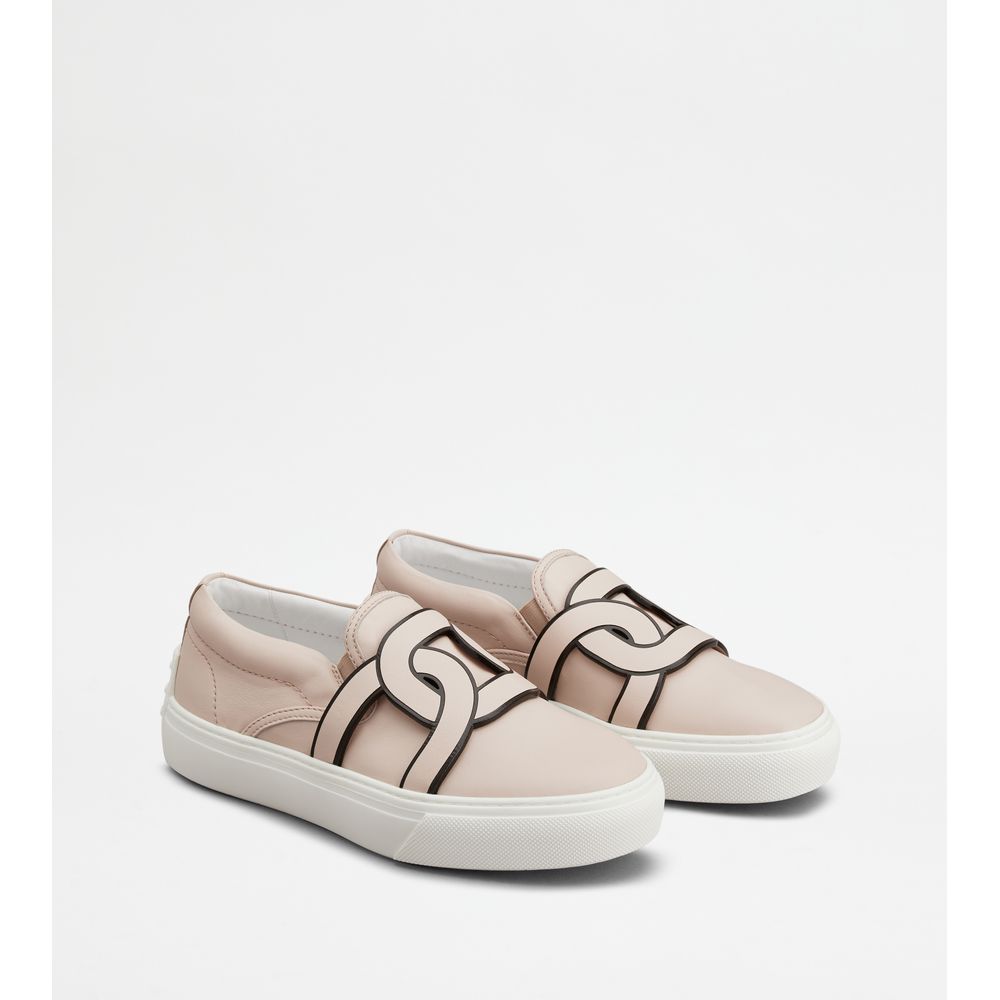 Tods Kate Slip-Ons In Leather Violet Womens