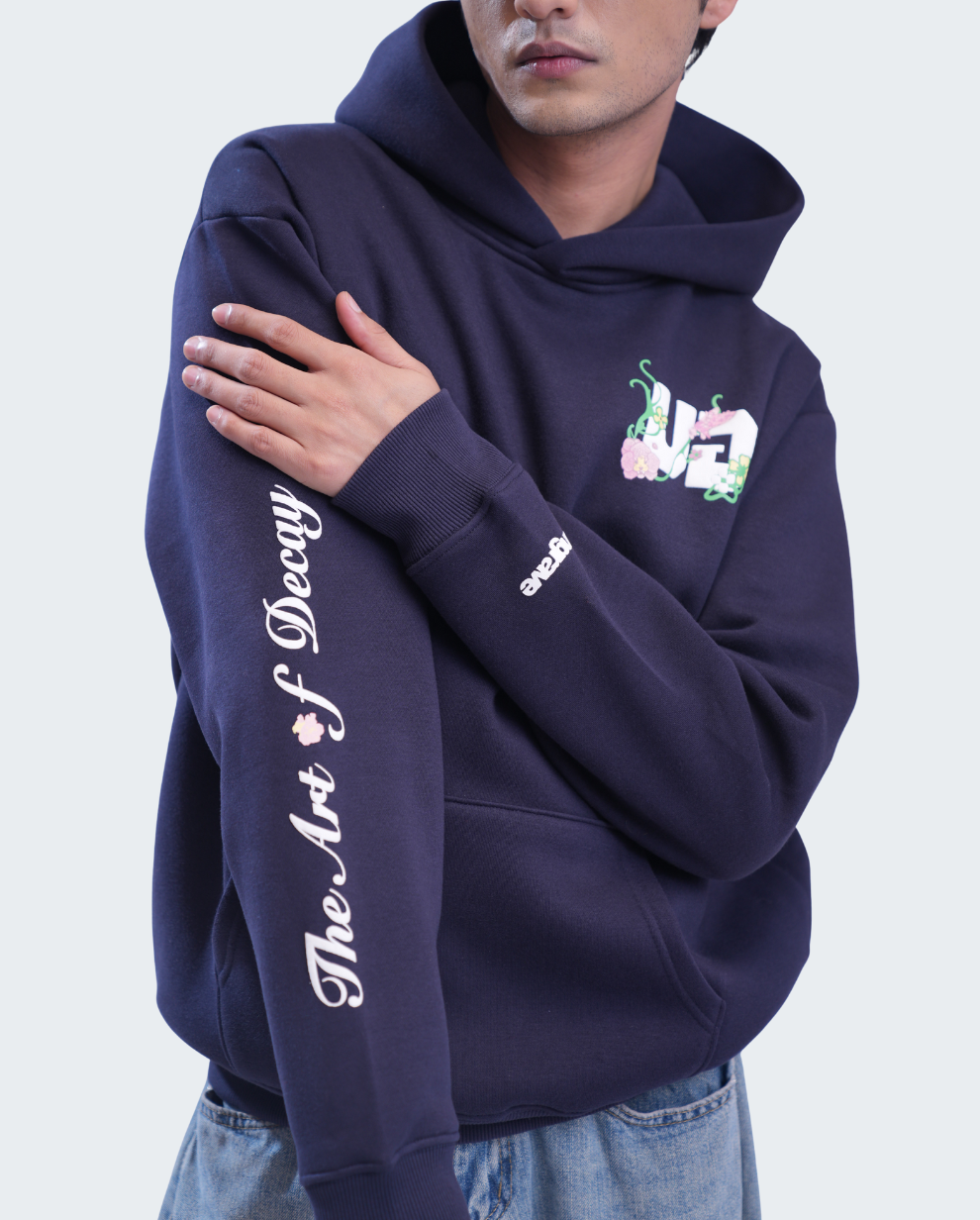 NAVY FLORAL CREST HOODIE