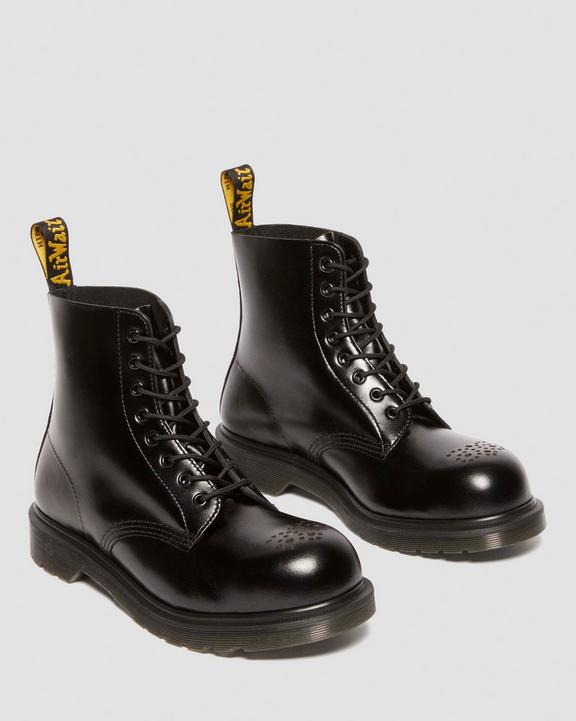 Dr. Martens Analine Leather Steel Toe Boots Black Analine - Mens