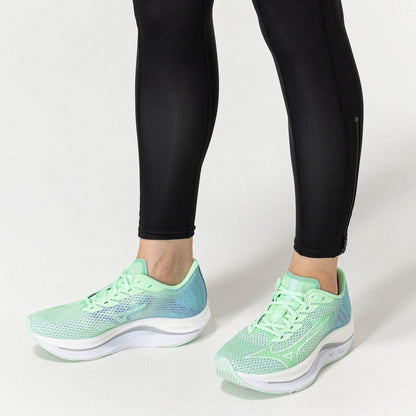 Mizuno Women's Wave Rebellion Flash 2 Running Shoe Neo Mint White