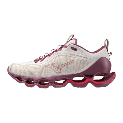 Mizuno Women's Wave Prophecy 13 Running Shoe White Sand Azalea