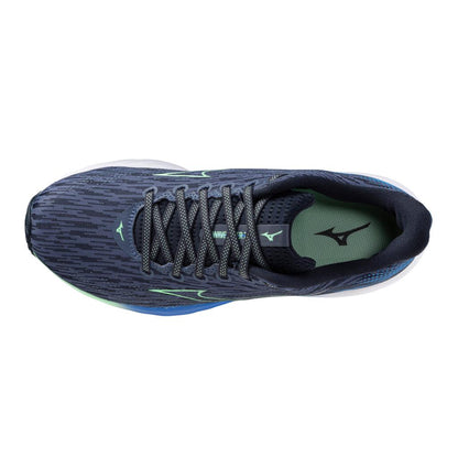 Mizuno Men's Wave Rider 28 Running Shoe Vintage Indigo Neo Mint