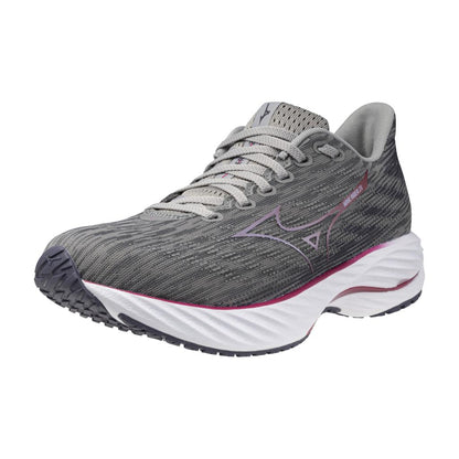 Mizuno Women's Wave Rider 28 Running Shoe Ultimate Grey Cosmo Chrome