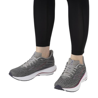 Mizuno Women's Wave Rider 28 Running Shoe Ultimate Grey Cosmo Chrome