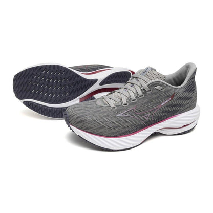 Mizuno Women's Wave Rider 28 Running Shoe Ultimate Grey Cosmo Chrome