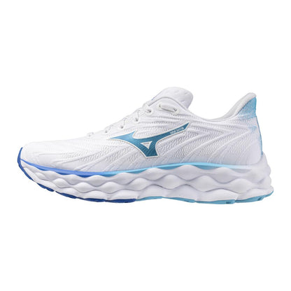 Mizuno Women's Wave Sky 8 Running Shoe White Moroccan Blue