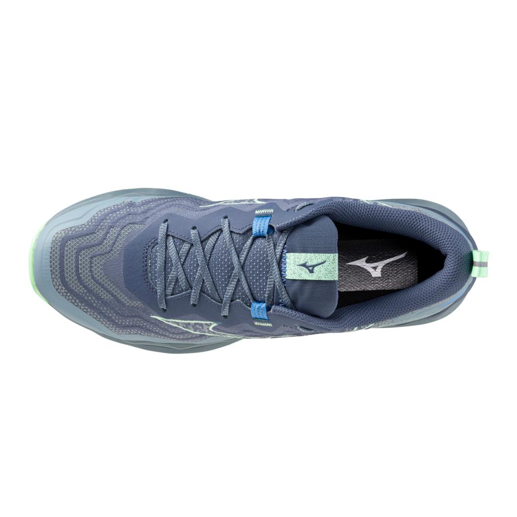 Mizuno Men's Wave Daichi 9 Trail Running Shoe Vintage Indigo Neo Mint