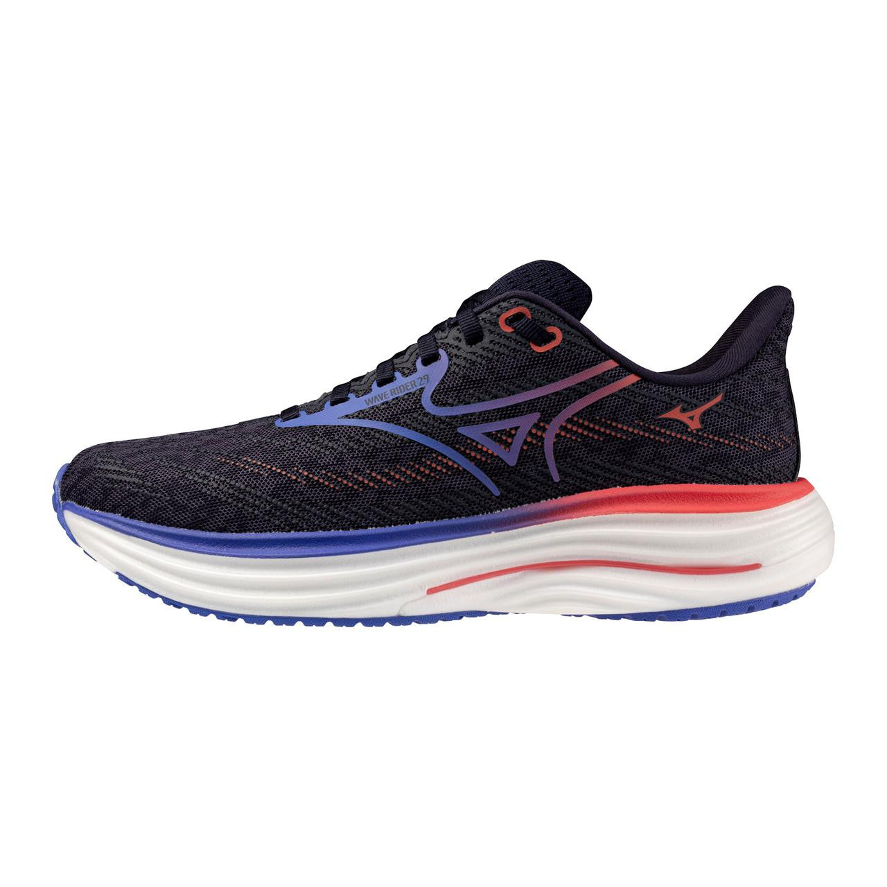 Mizuno Women's Wave Rider 29 Running Shoe Odyssey Grey Iris Bloom