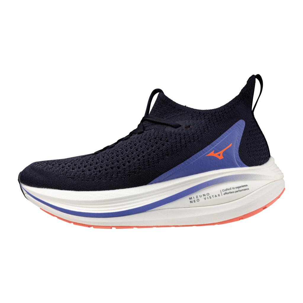 Mizuno Women's Neo Vista 2 Running Shoe Baritone Blue Striking Coral