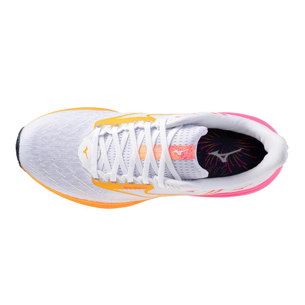 Mizuno Unisex Wave Rider 29 Hanabi Pack Running Shoe White Tang Orange