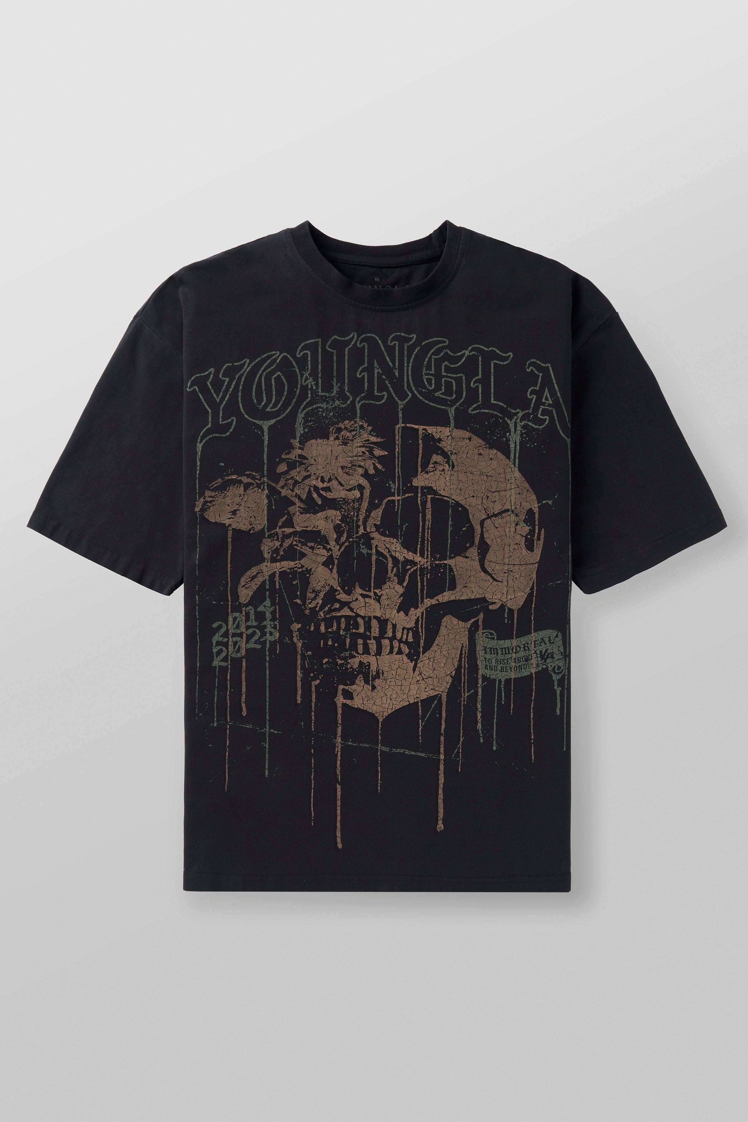 YoungLA 4116 - Floral Skull Tees Black