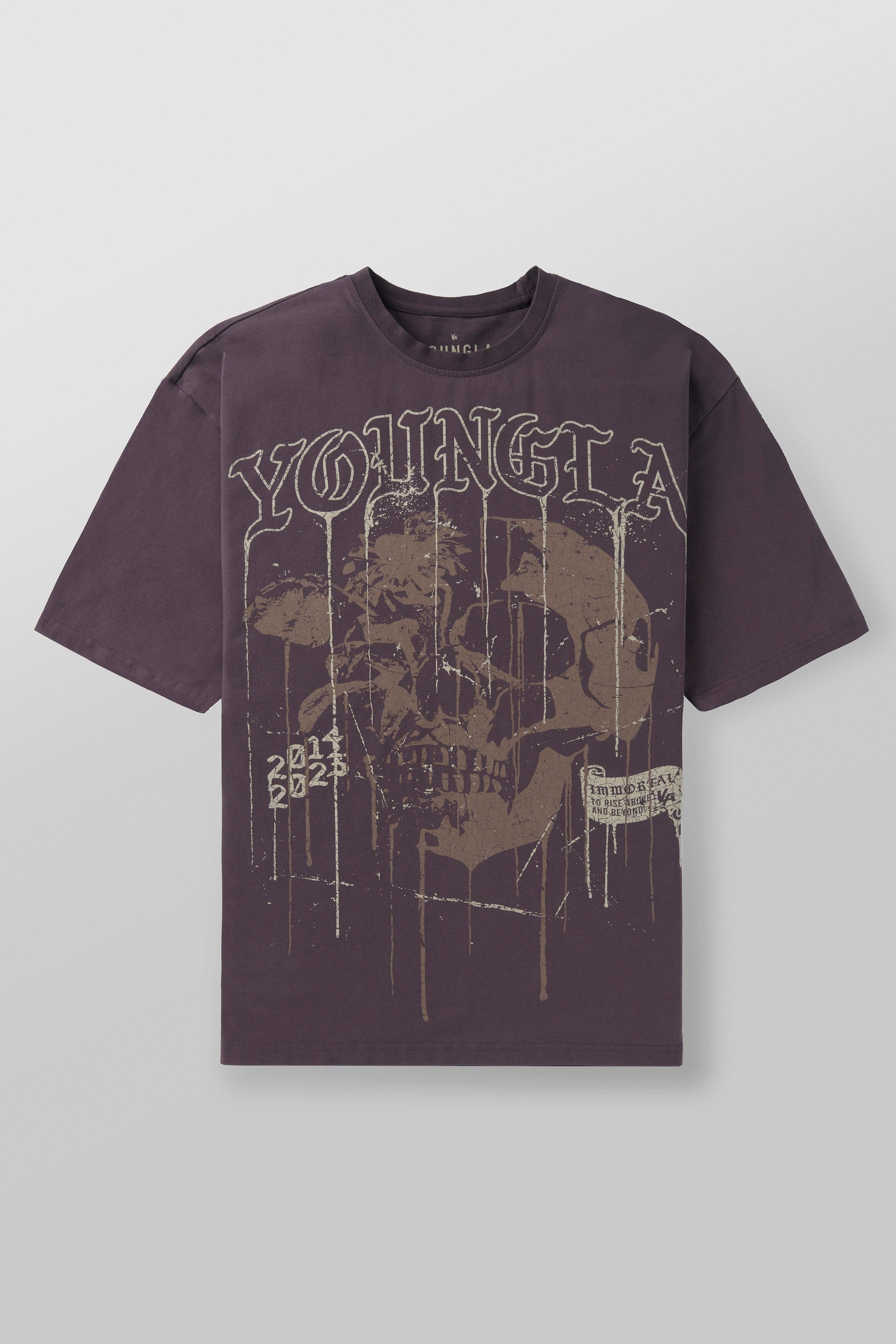 YoungLA 4116 - Floral Skull Tees Plum Perfect