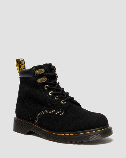 Distressed Suede Ankle Boots - Black - Womens