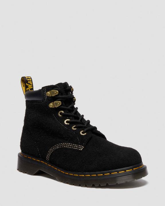 Distressed Suede Ankle Boots - Black - Womens