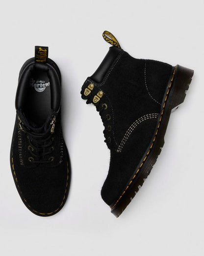 Distressed Suede Ankle Boots - Black - Womens