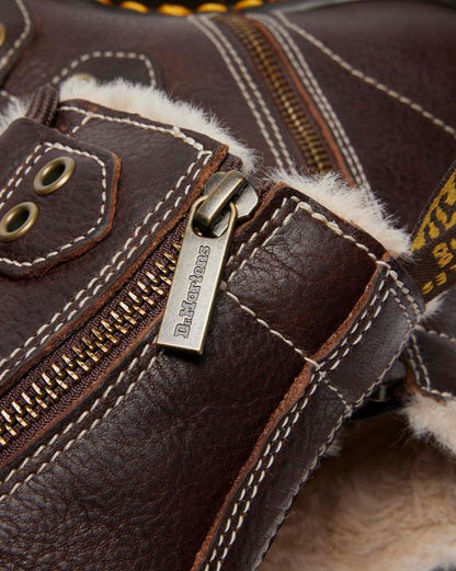 Dr Martens Faux Fur Lined Lace-To-Toe Leather Boots - Dark Brown