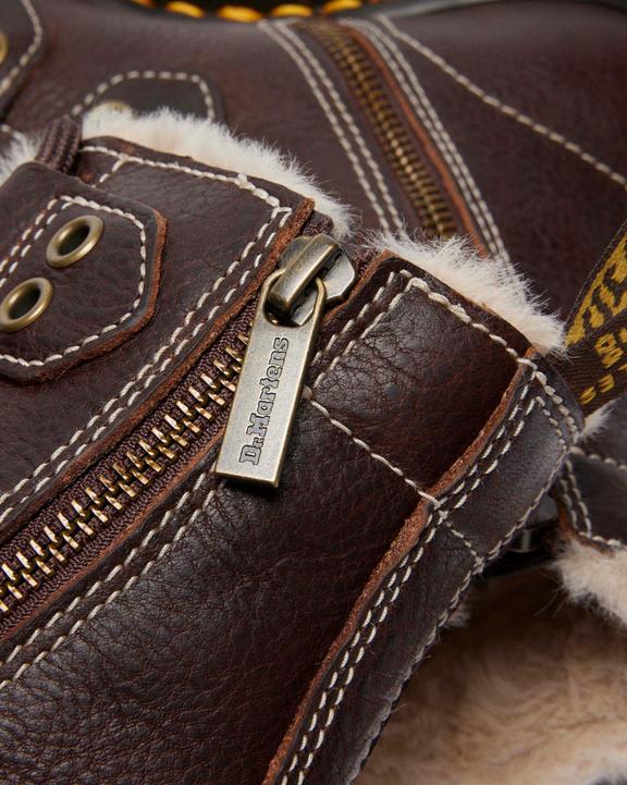 Dr Martens Faux Fur Lined Lace-To-Toe Leather Boots - Dark Brown