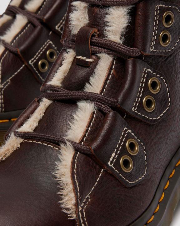 Dr Martens Faux Fur Lined Lace-To-Toe Leather Boots - Dark Brown