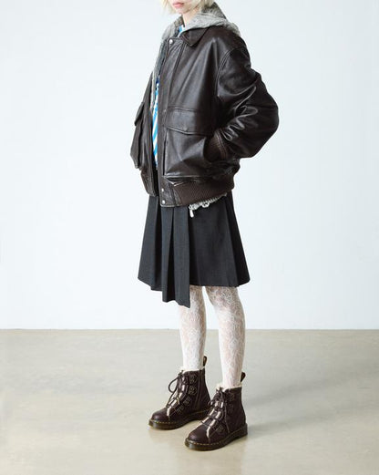 Dr Martens Faux Fur Lined Lace-To-Toe Leather Boots - Dark Brown