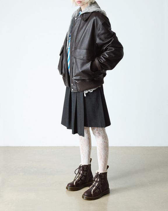 Dr Martens Faux Fur Lined Lace-To-Toe Leather Boots - Dark Brown