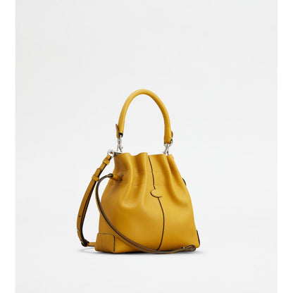 Tods Di Bag Bucket Bag In Leather Mini With Drawstring Yellow