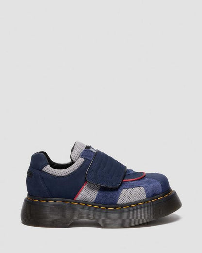 Dr Martens Buzz Strap Mixed Material Shoes - Midnight Blue+Mid Grey